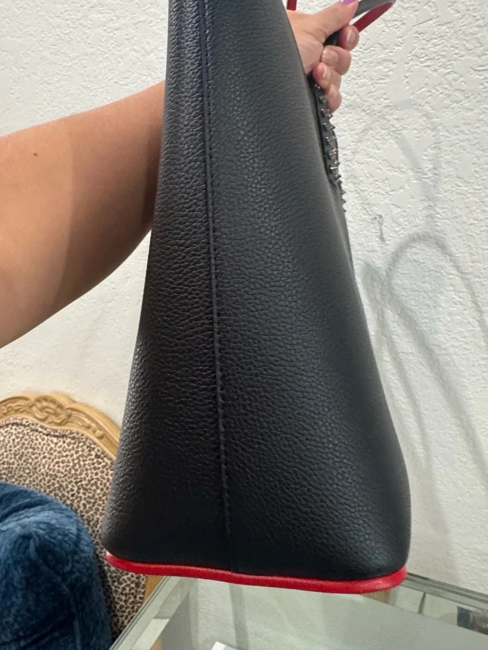 Christian Louboutin Cabata Calfskin Leather Tote with Red Interior